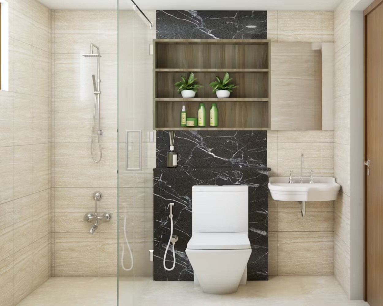 Master bathroom with walk-in shower, vanity and upgraded finishes